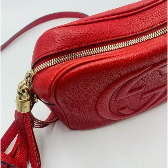 Auth Gucci Tabasco Red Small Soho Disco Crossbody Bag Preloved Purse Excellent - Picture 2 of 16
